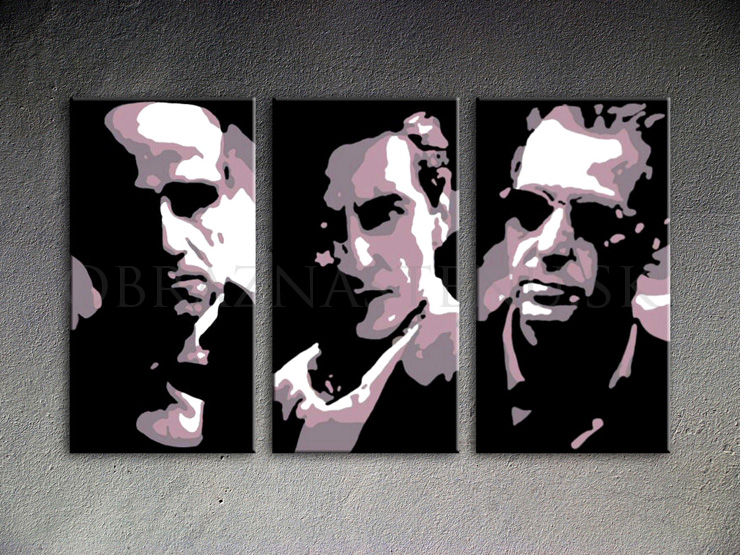 The Godfather I-III Al Pacino, Marlon Brando  3 dílny POP ART obraz