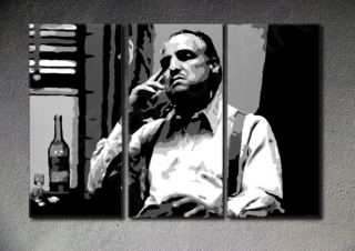 The Godfather Vito Corleone Marlon Brando 3 dílny POP ART obraz 